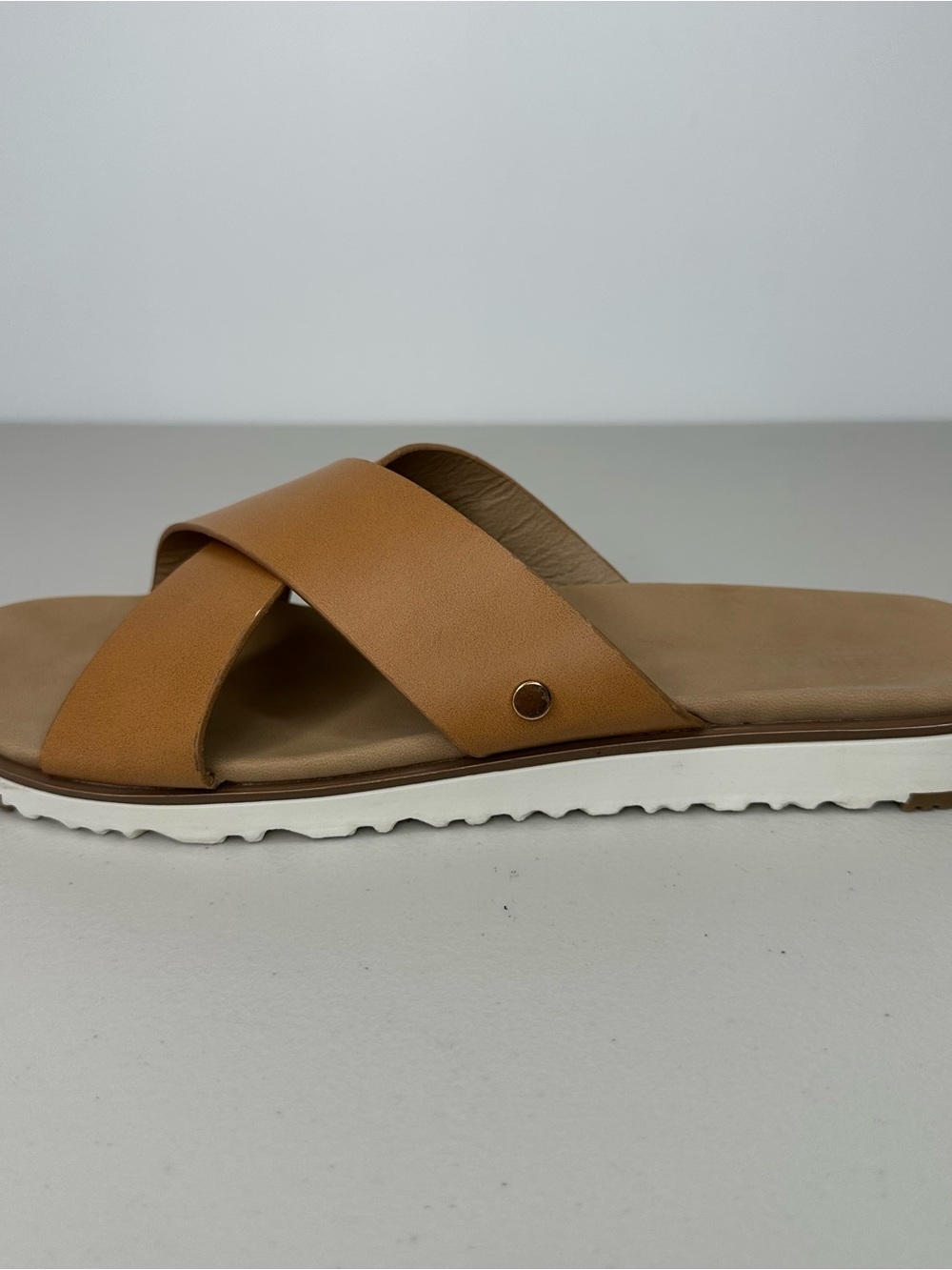 Catherine Malandrino Tan Criss Cross Slide Sandals Women’s Size 9 - Picture 6 of 11